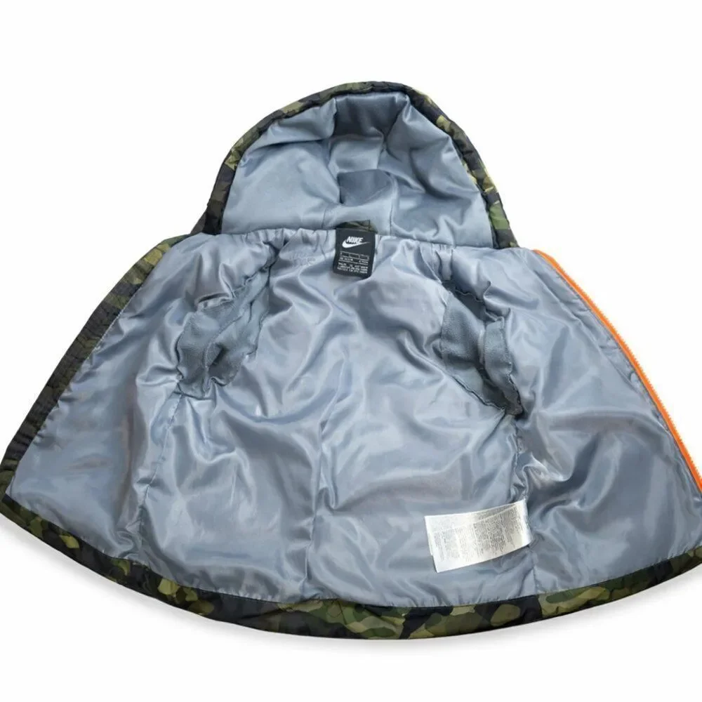 Nike Youth Camo Puffer Jacket Hooded Size L Just Do It